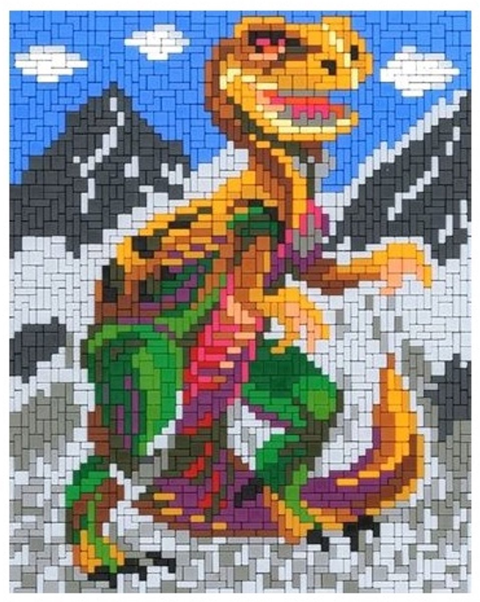 Stickit ministecksysteem dinosaurus Trex in berglandschap