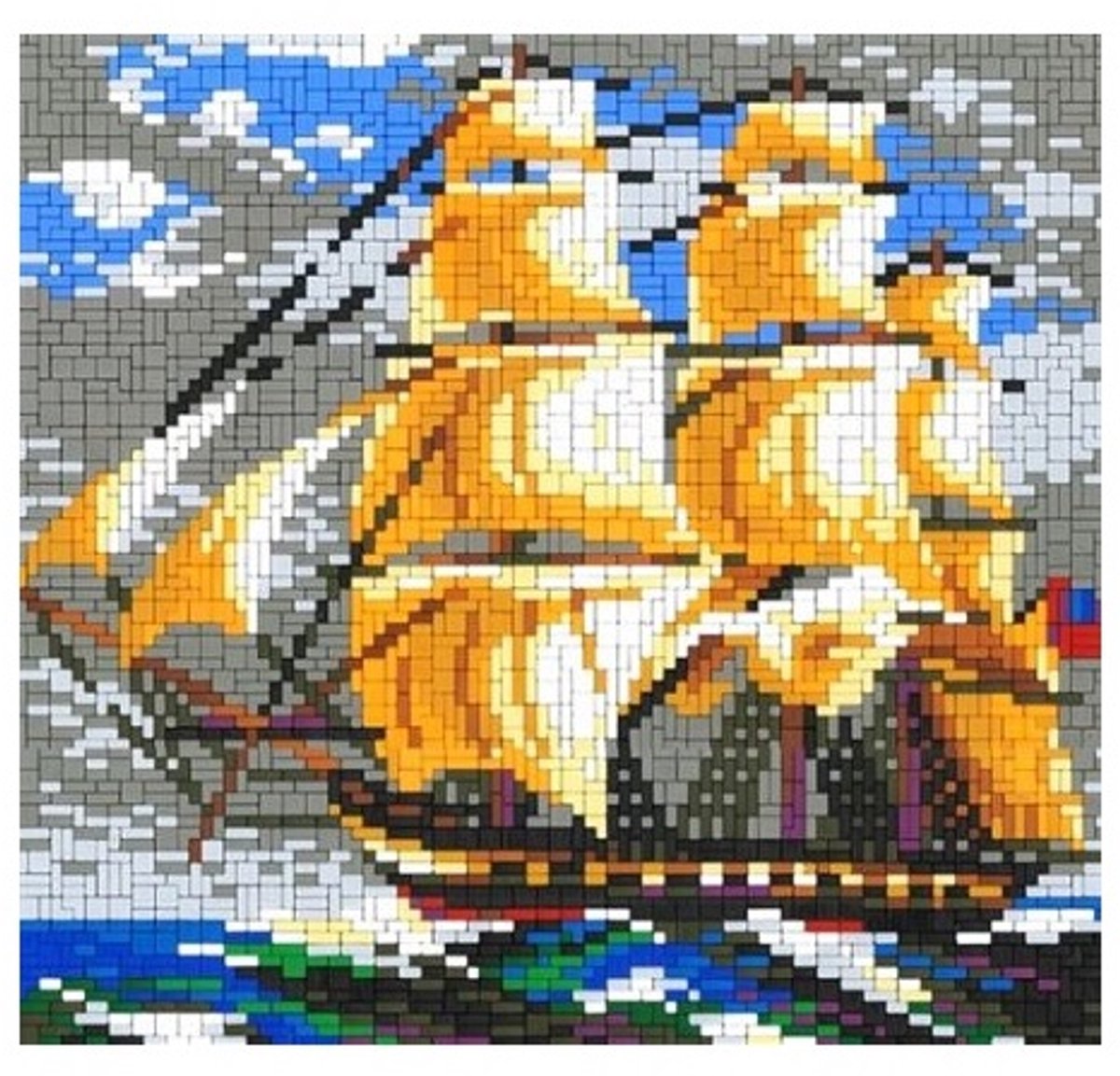 Stickit zeilschip driemaster, ca. 4.400 steentjes