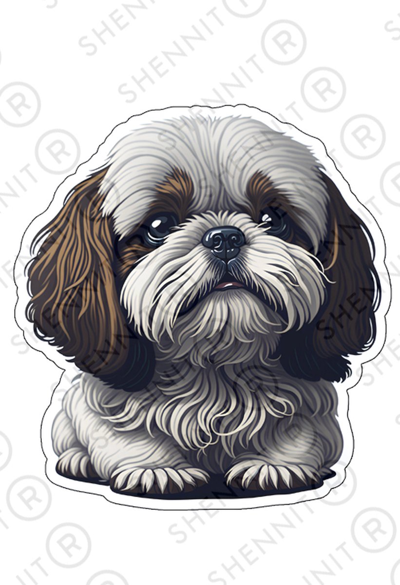 Shih Tzu Sticker - Terrier - Hond sticker - Dieren sticker - Schoothond - Dog sticker - Huisdier sticker - scrapbook stickerboek - laptop sticker - 4 stuks
