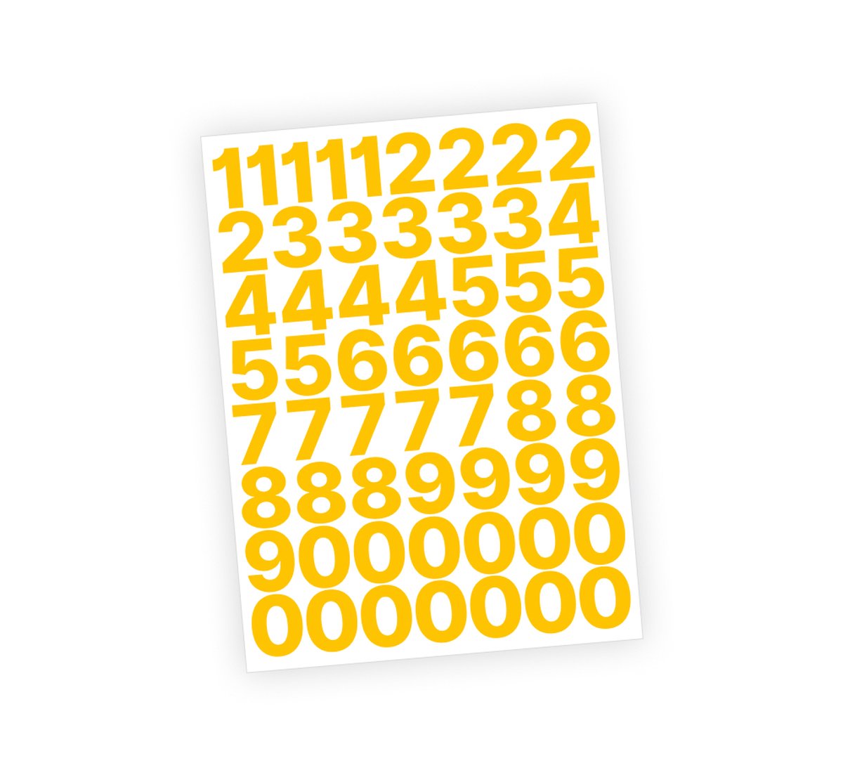 Cijfer stickers / Plaknummers - Stickervel Set - Geel - 3cm hoog - Geschikt voor binnen en buiten - Standaard lettertype - Glans