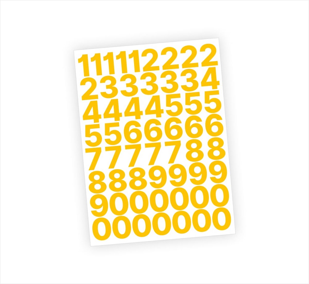 Cijfer stickers / Plaknummers - Stickervel Set - Geel - 3cm hoog - Geschikt voor binnen en buiten - Standaard lettertype - Mat