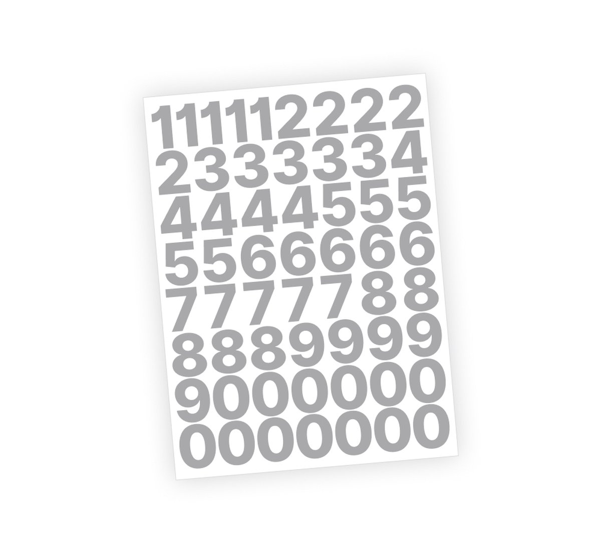 Cijfer stickers / Plaknummers - Stickervel Set - Metallic Zilver - 3cm hoog - Geschikt voor binnen en buiten - Standaard lettertype - Glans