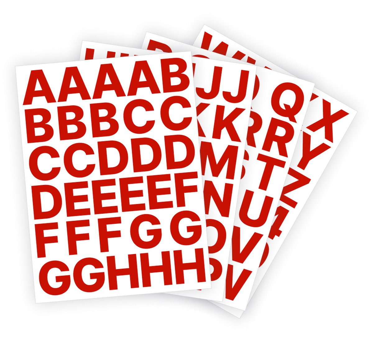 Letter stickers / Plakletters - Stickervellen Set - Rood - 4cm hoog - Geschikt voor binnen en buiten - Standaard lettertype - Mat