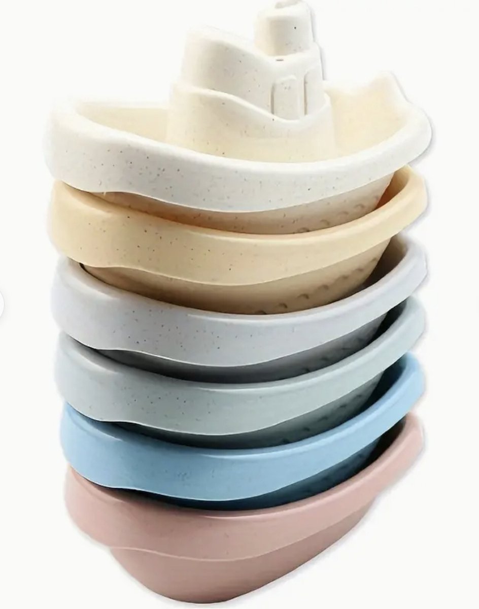 baby speelgoed voor in bad - 6 stuks Educatieve Baby - Stapelbekers Boot Speelgoed, Baby Bad Speelgoed - Water Stapelboot, Peuter Badkuip Speelgoed - BPA-vrij - Veilig en duurzaam stimuleert motorische vaardigheden