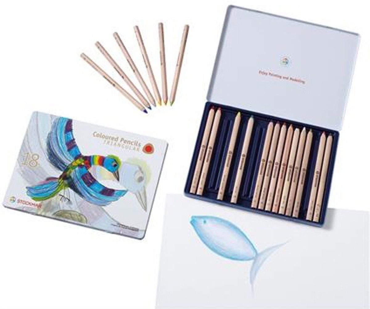 Stockmar kleurpotloden 3kant ass.18+1(EN-NL-FR)