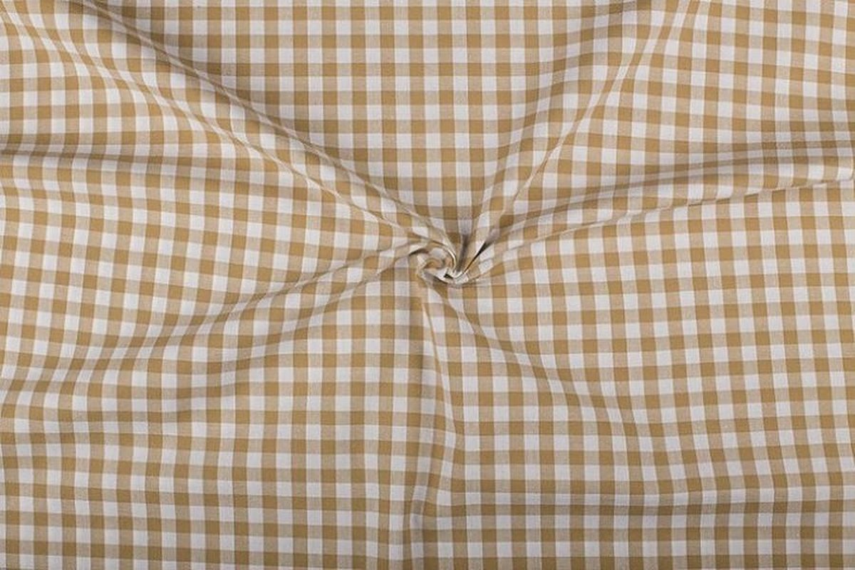 Boerenbont stof - 10mm geruite stof - Camelbruin - 10 meter