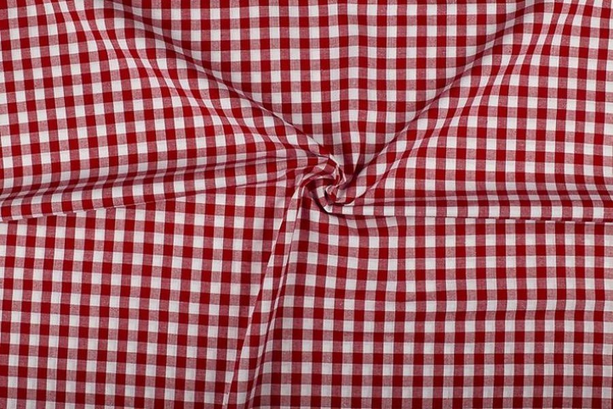 Boerenbont stof - 10mm geruite stof - Rood - 40 meter