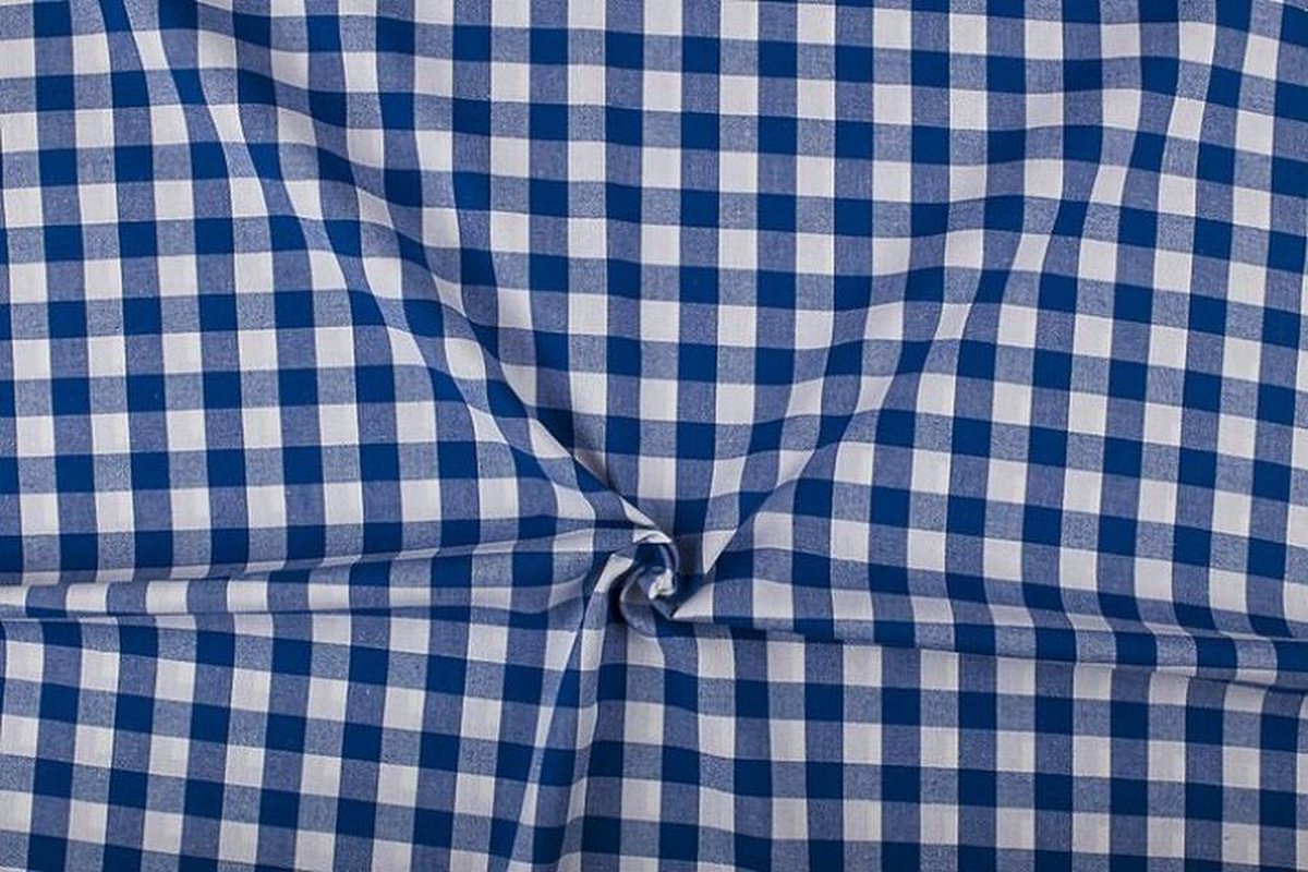 Boerenbont stof - 18mm geruite stof - Blauw - 80 meter