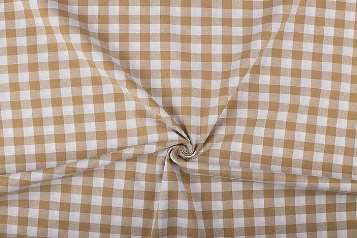 Boerenbont stof - 18mm geruite stof - Camelbruin - 40 meter