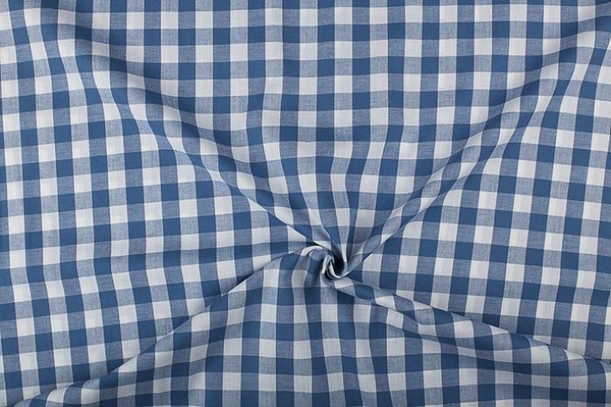 Boerenbont stof - 18mm geruite stof - Indigoblauw - 10 meter