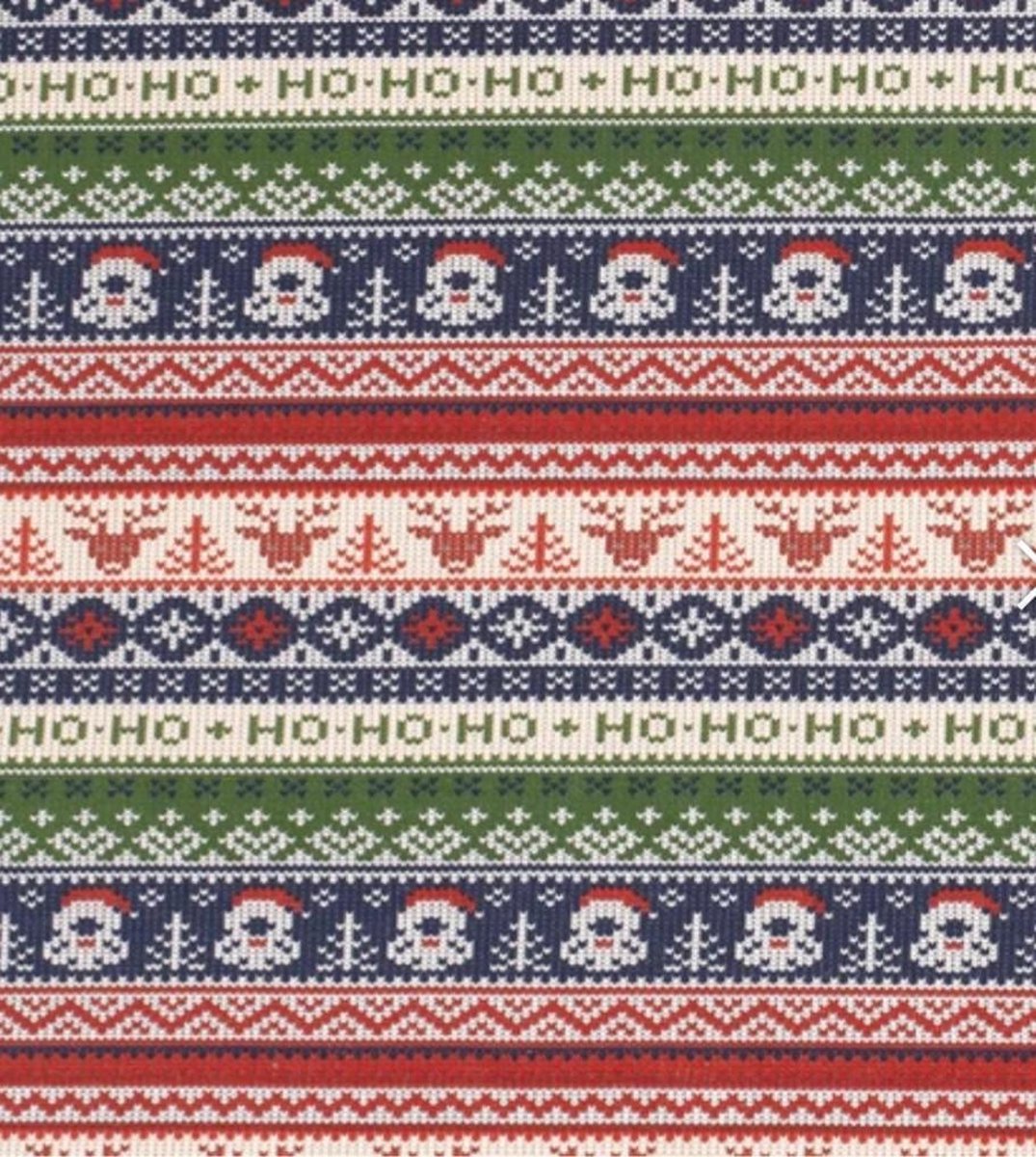 FRENCH TERRY STOF BEDRUKT KERST BORDEAUX - PER METER.