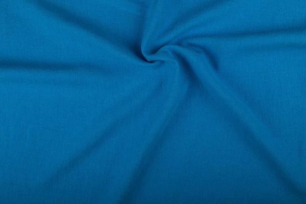 Linnen stof - Waterblauw - Gewassen - 10 meter