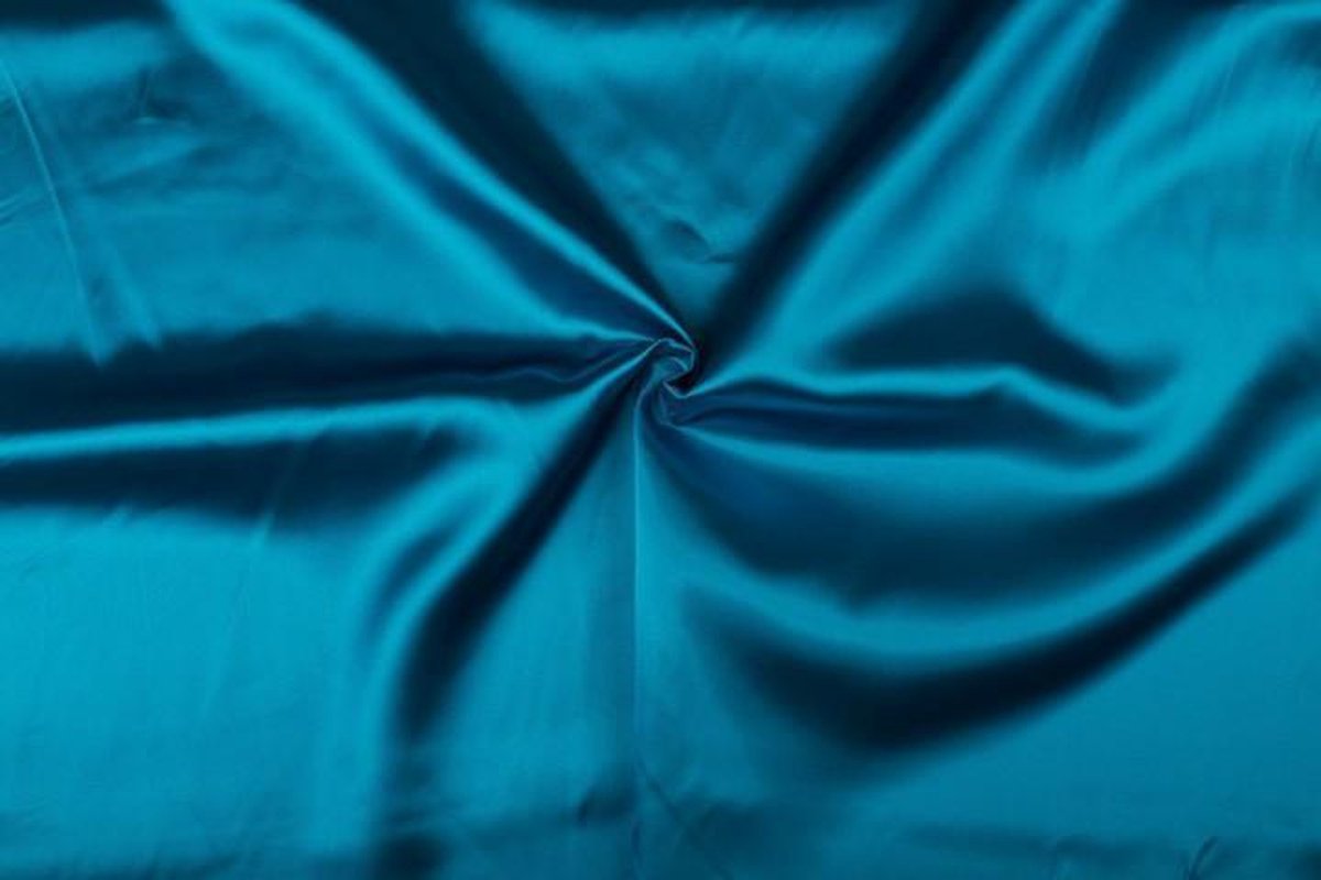 Satijn stof - Waterblauw - 15 meter