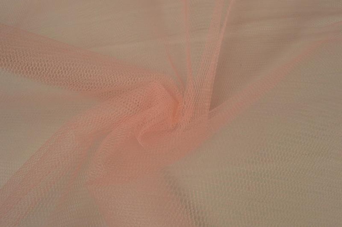 Tule stof - Zalmroze - 150cm breed - 50 meter