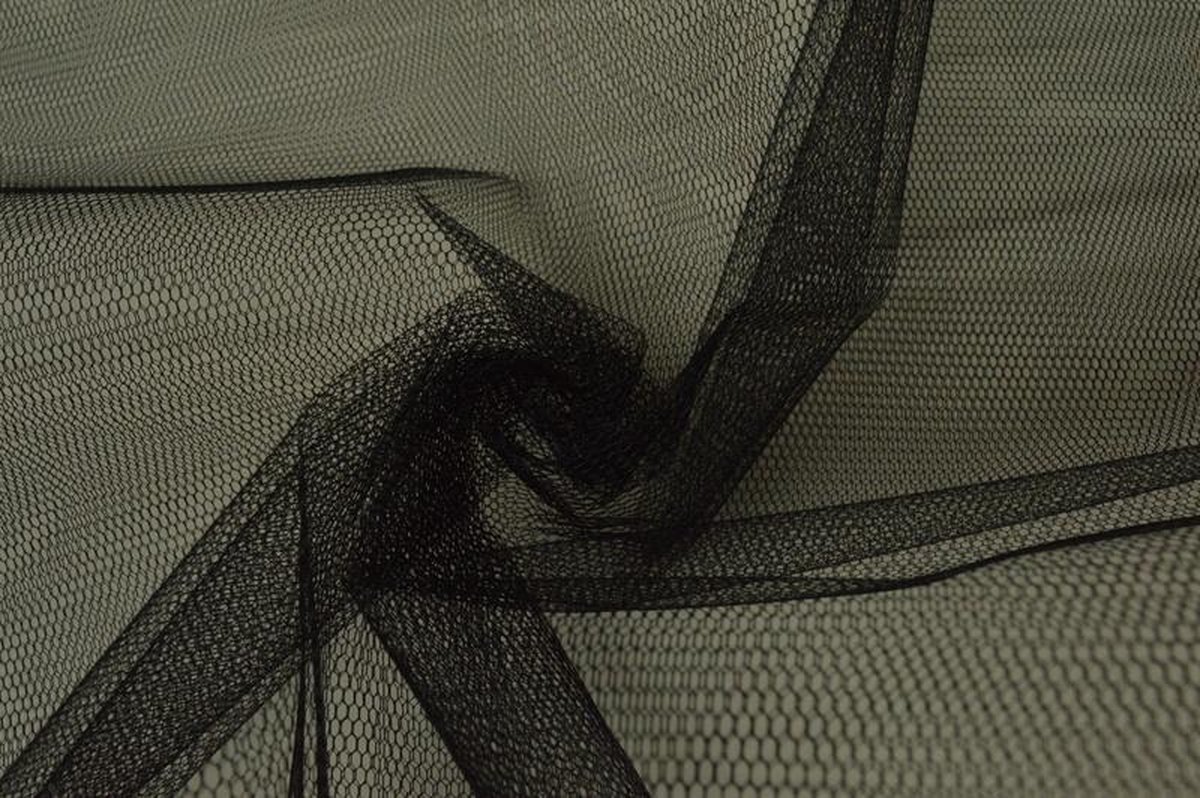 Tule stof - Zwart - 150cm breed - 15 meter