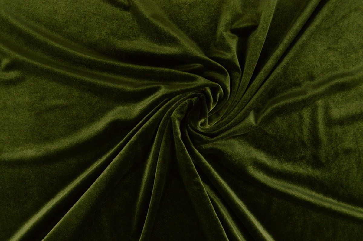 Velvet stof op rol - 165cm breed - Mosgroen - 10 meter