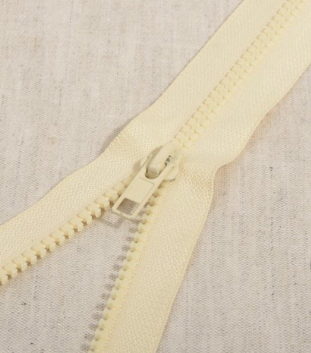 Deelbare rits 30cm licht beige - polyester stevige rits met bloktandjes