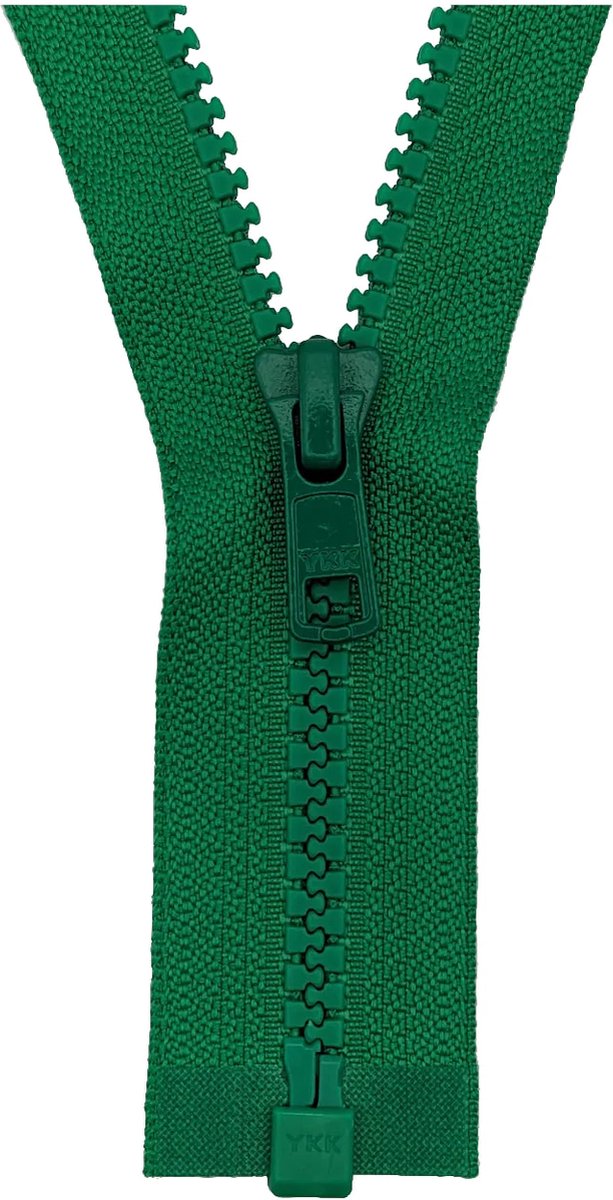 Deelbare rits 35cm gras groen - polyester stevige rits met bloktandjes