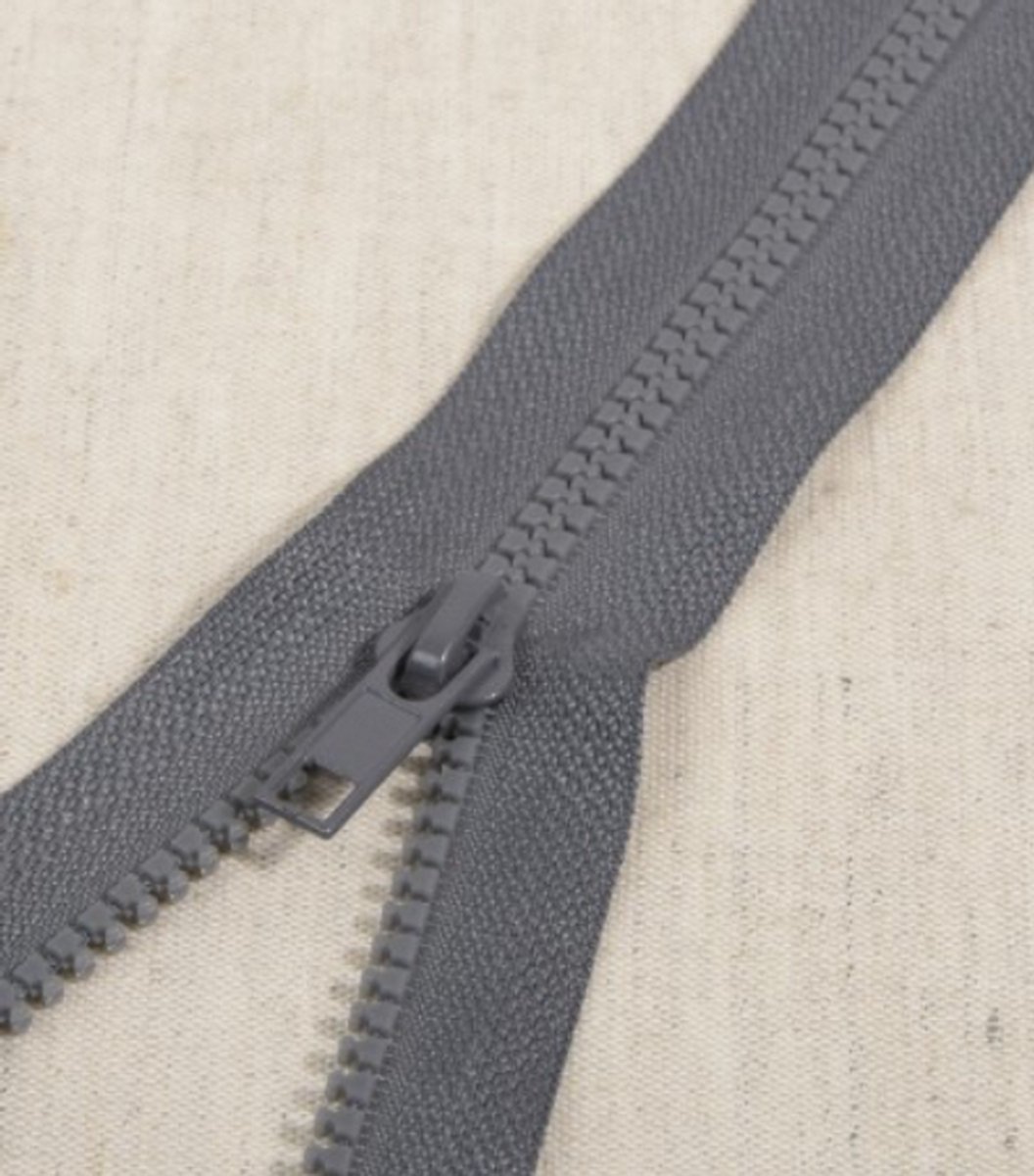 Deelbare rits 55cm kosmisch grijs - polyester stevige rits met bloktandjes