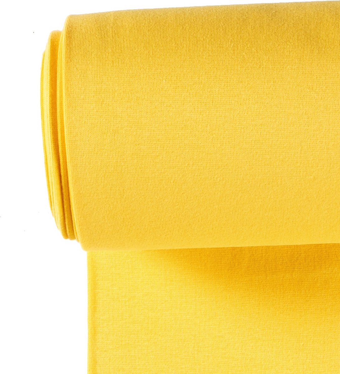 Boordstof Uni Rondgebreid 35 cm per Meter – Geel – Elastische Boordstof voor Mouwen, Hals & Taille