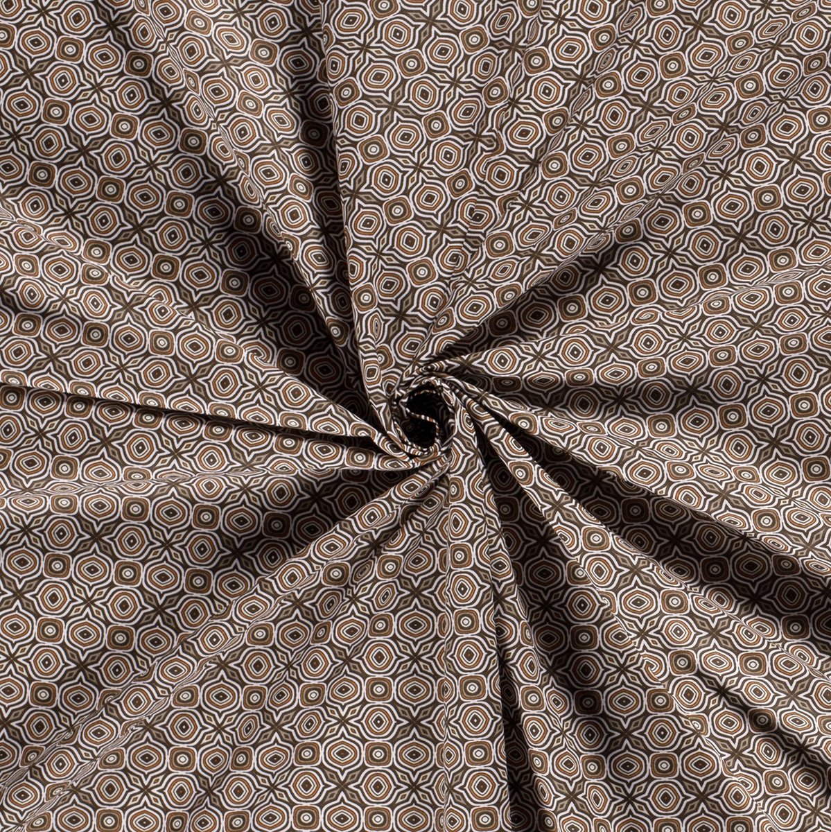 Poplin Katoen Stof Bedrukt - Mille Fleur Abstract Beige - 1 Meter