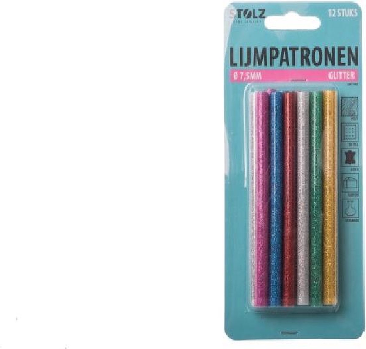 Lijmpatronen glitter 12 stuks 7,5mm