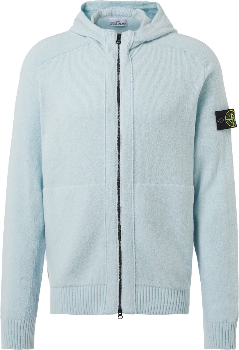 Stone Island Wool Zip Hoodie Baby Blauw.