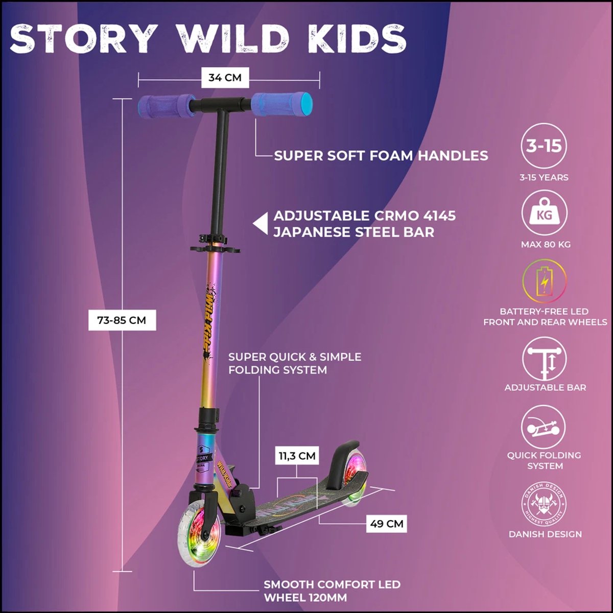 Story Wild Kids Opvouwbare Autoped NEO - LED
