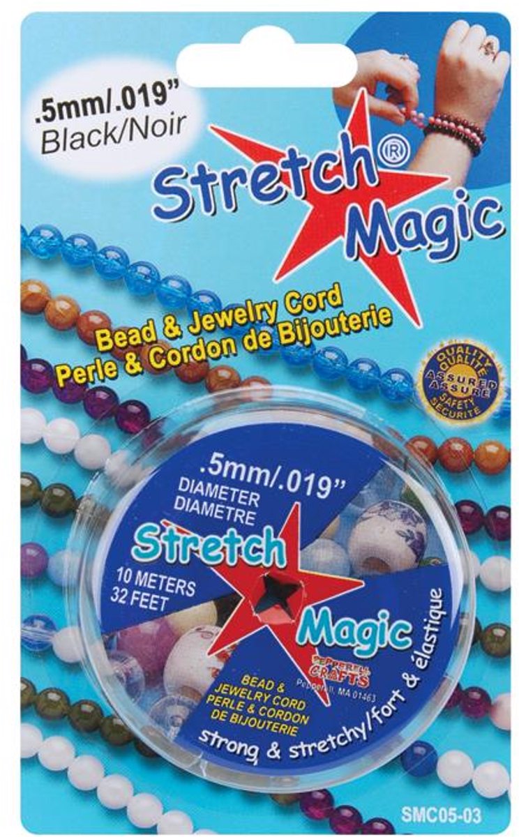 Stretch Magic elastiek zwart 0,5 mm 10 meter voor sieraden maken.