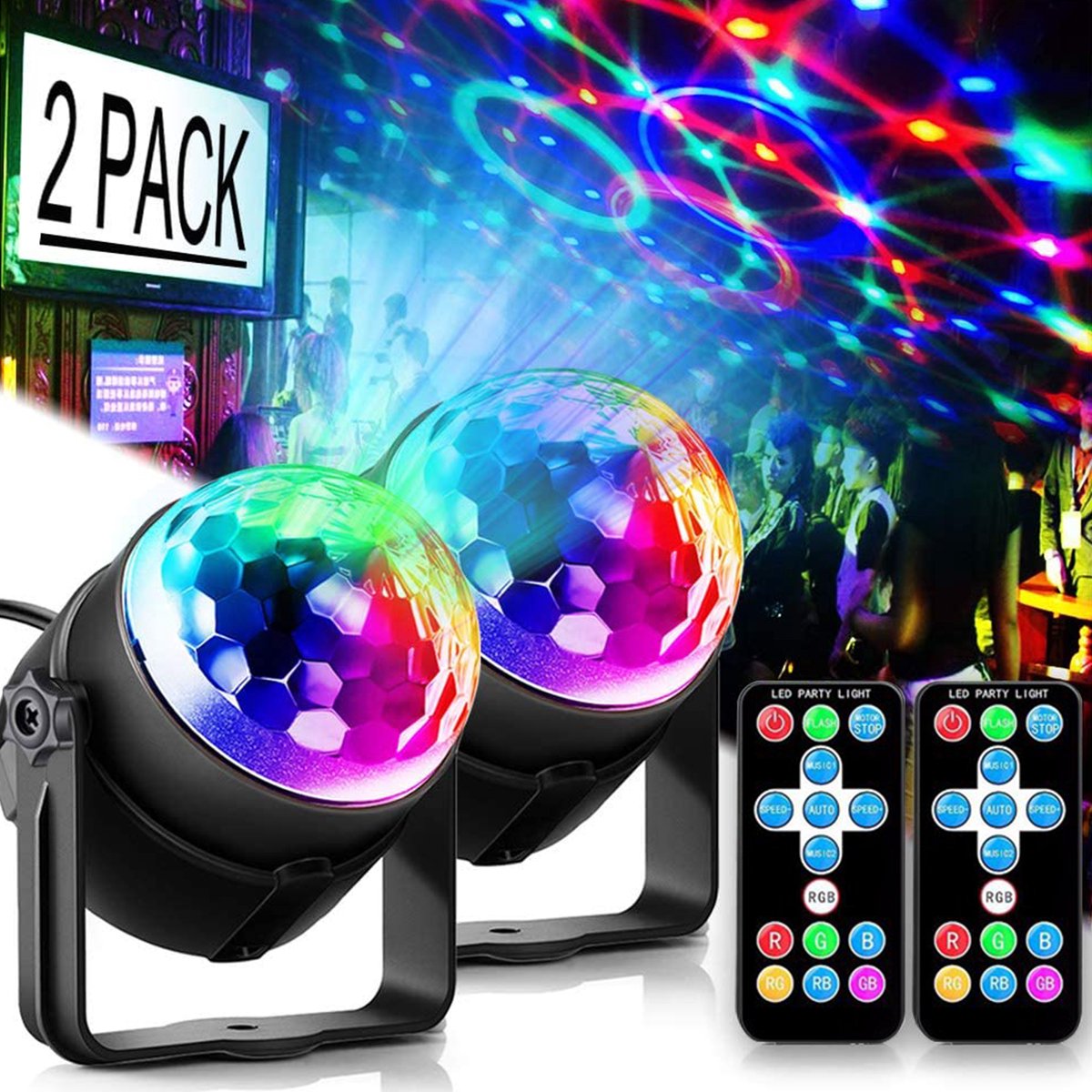     met Afstandsbediening 2 STUKS - voor Kinderen en Volwassenen - Feestverlichting - Disco Bal - Discoverlichting - Disco Lamp