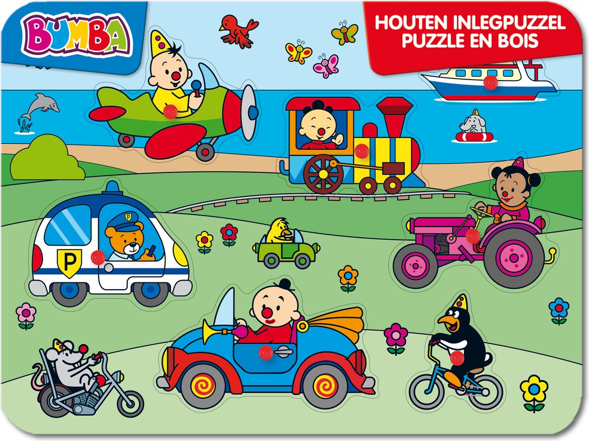 Bumba puzzel - houten inlegpuzzel - voertuigen