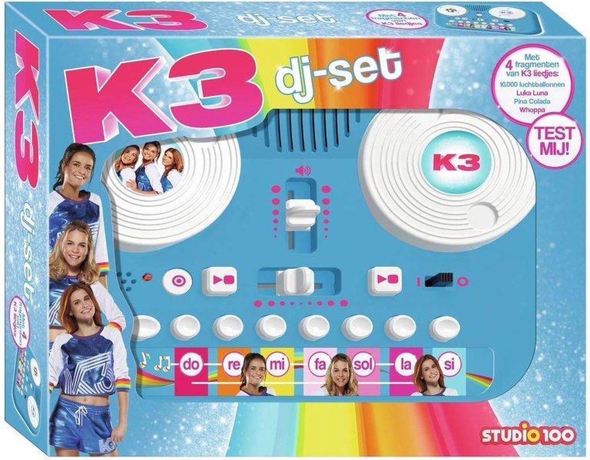K3   DJ set - Neem geluidjes op - Mix en scratch - Voor kinderen - 22 cm