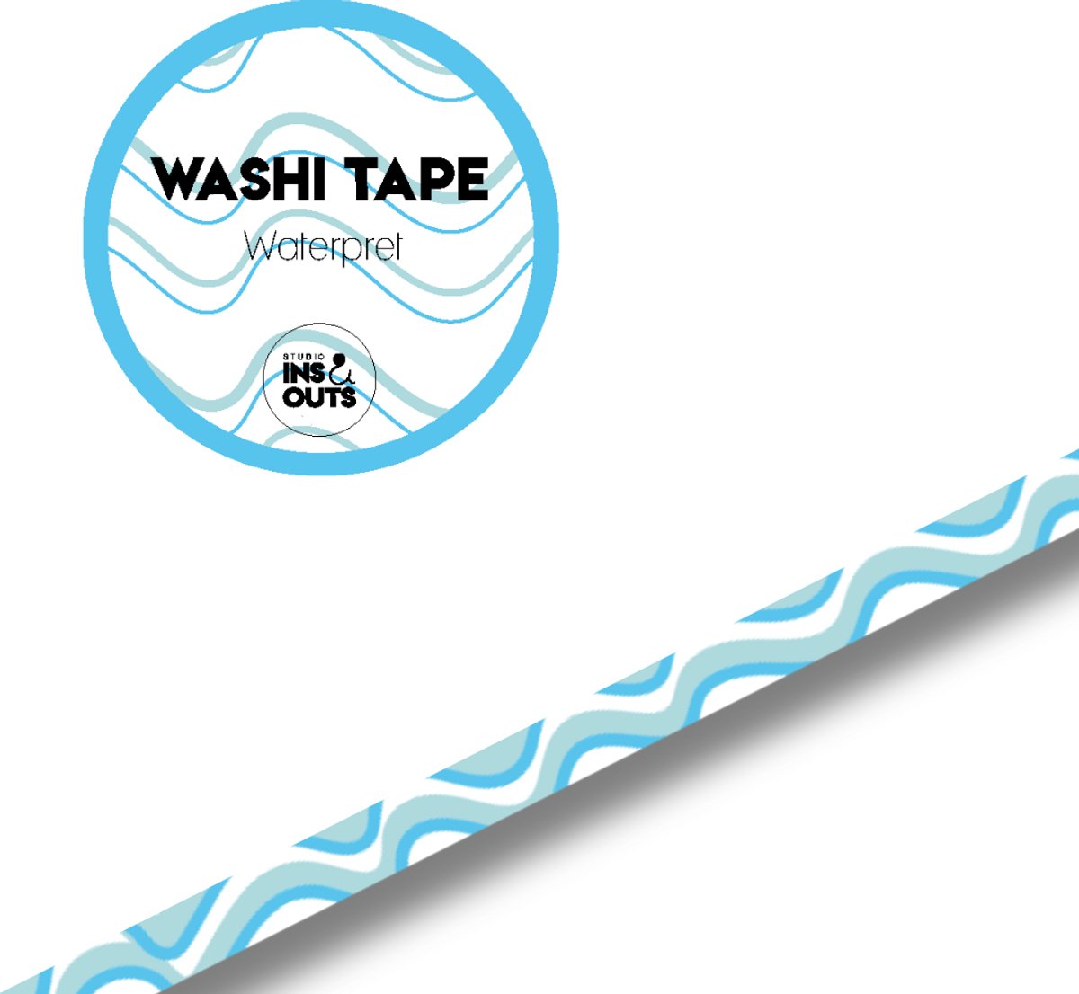   - Brede Washi Tape - Waterpret - Masking Tape - 1,5 cm - Decoratieve Tape - Blauwe Golfprint - Journaling & Scrapbooking