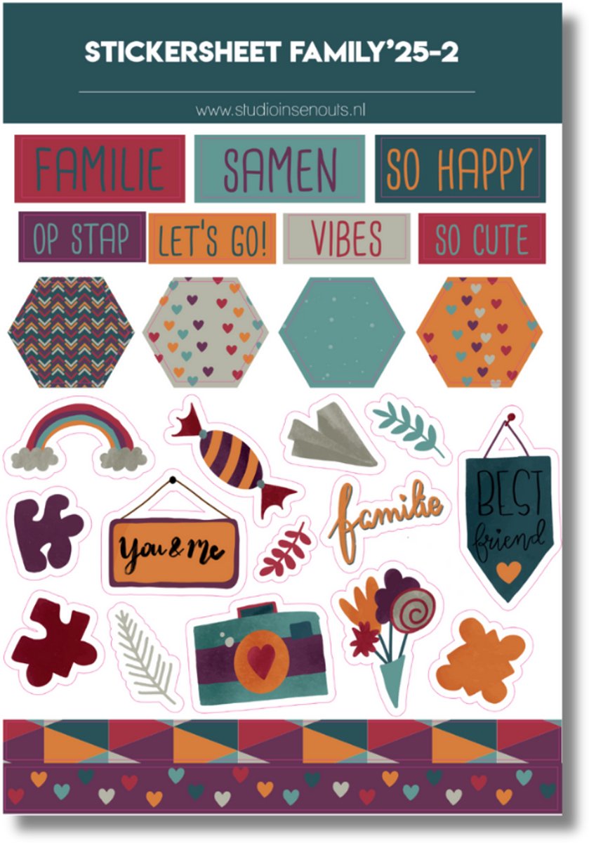 Studio Ins & Outs - Stickervel Contour - Family 2025 - Familie Stickers - Samen & Vriendschap Stickers - 26 Family Illustraties
