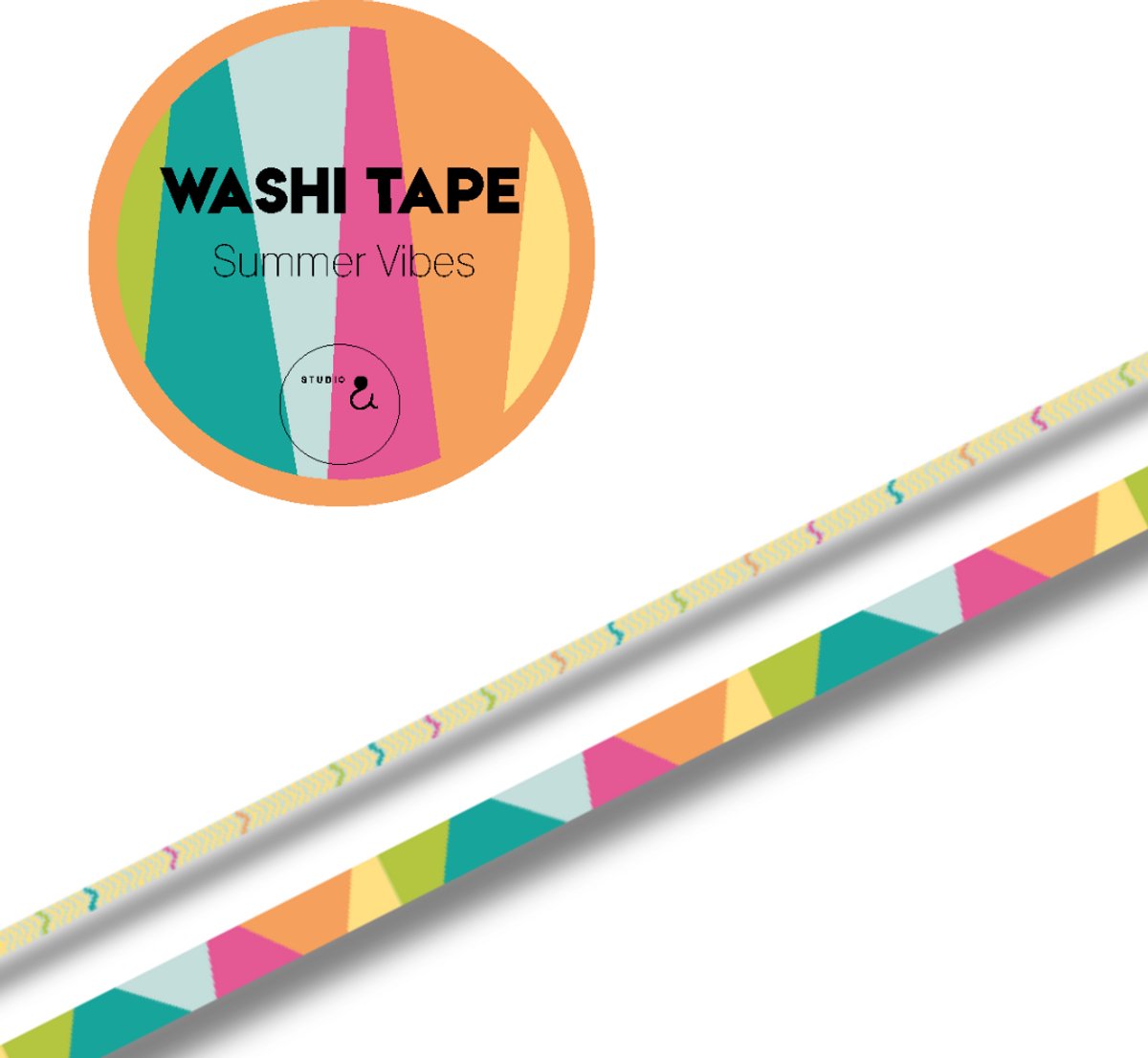 Studio Ins & Outs - Summer 2025 - Set Van 2 Washi Tapes - Masking Tape - Zomerse Kleuren & Vormen - Journaling & Scrapbooking