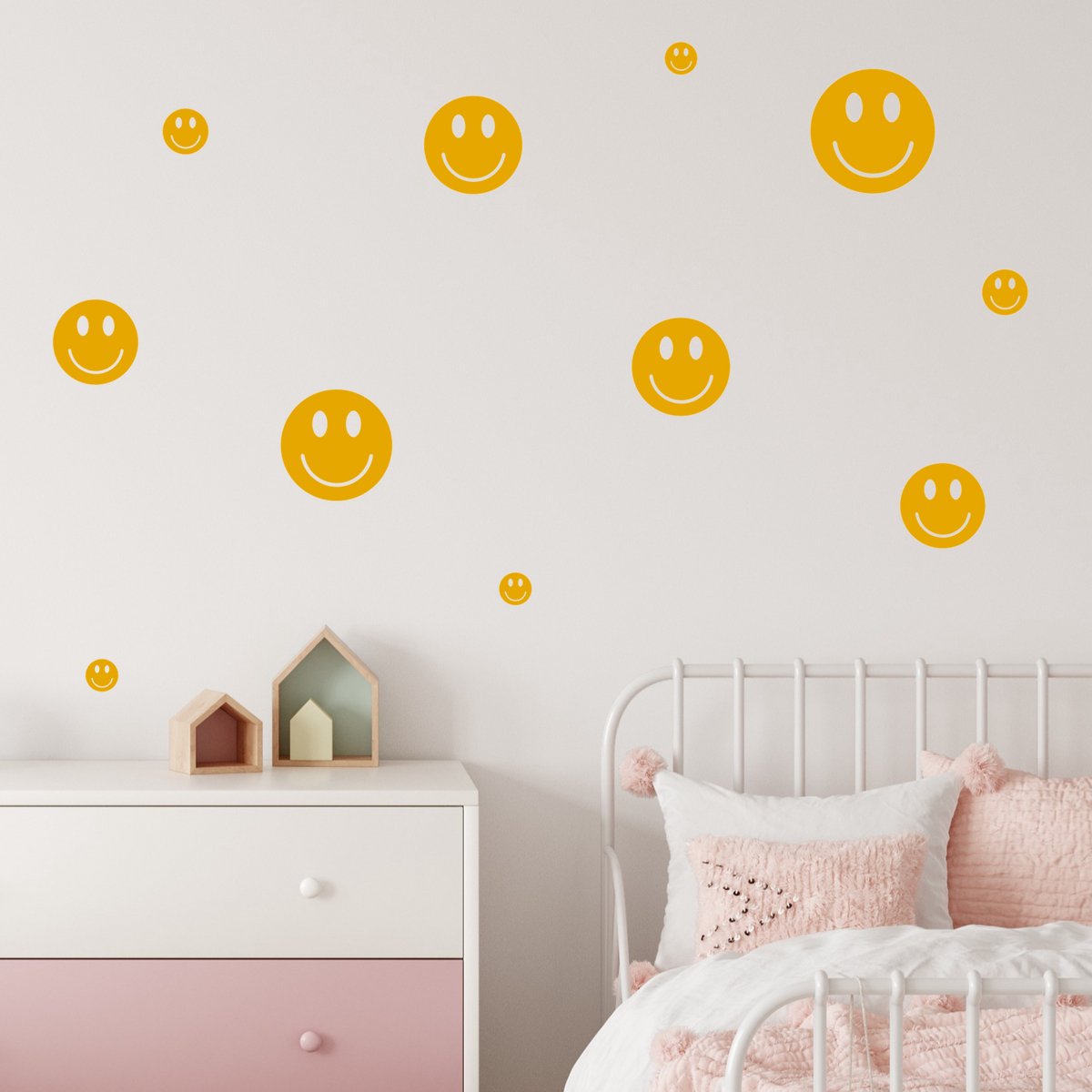 Smiley muurstickers geel