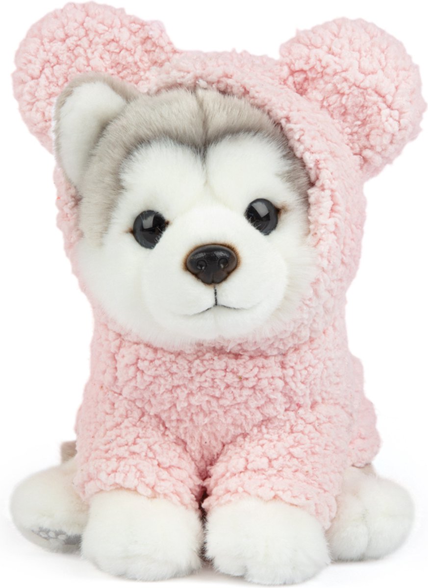 Studio Pets Knuffels - Husky Wolfie 23cm met roze truitje - Speelgoed Pluche
