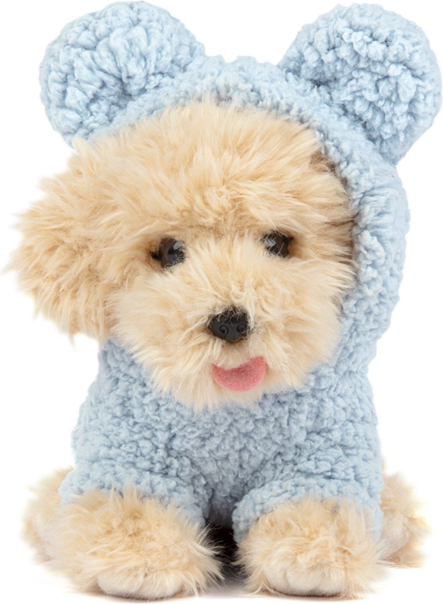 Studio Pets Knuffels - Labradoodle Doodle 23cm met blauw truitje - Speelgoed Pluche