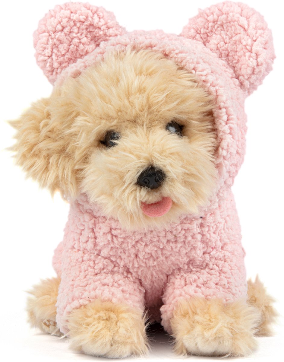Studio Pets Knuffels - Labradoodle Doodle 23cm met roze truitje - Speelgoed Pluche