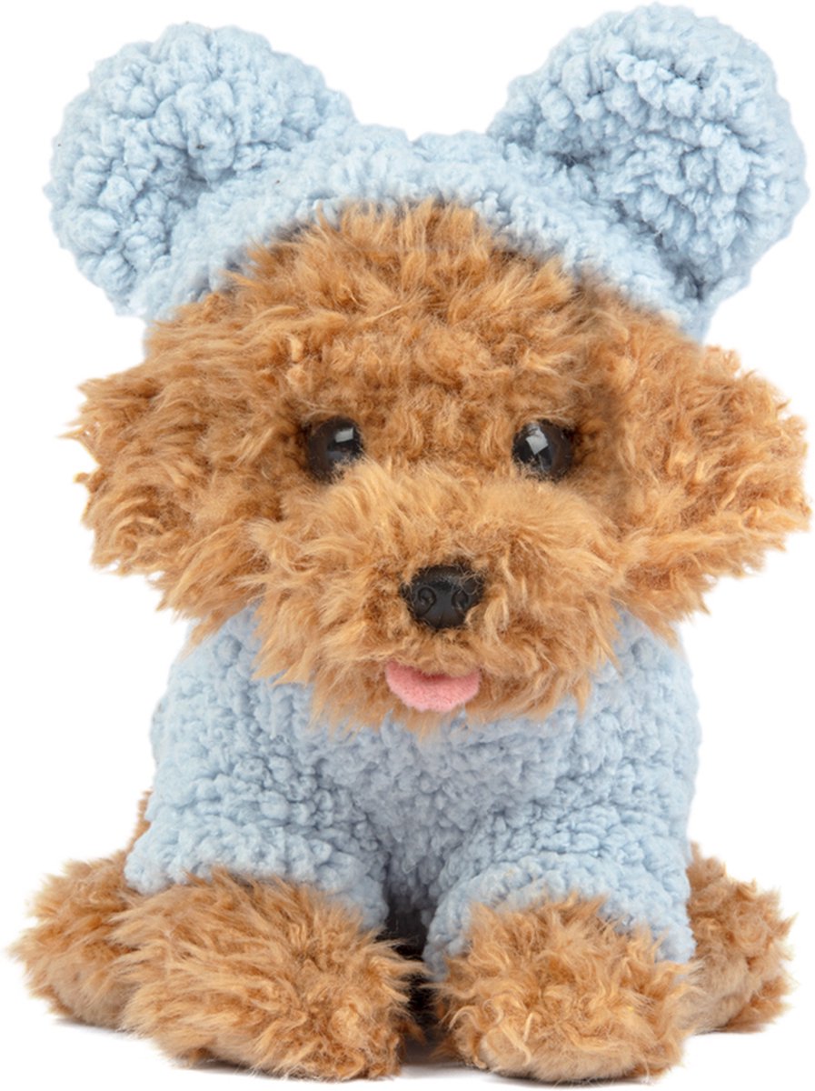 Studio Pets Knuffels - Poodle Cookie 23cm met blauw truitje - Speelgoed Pluche