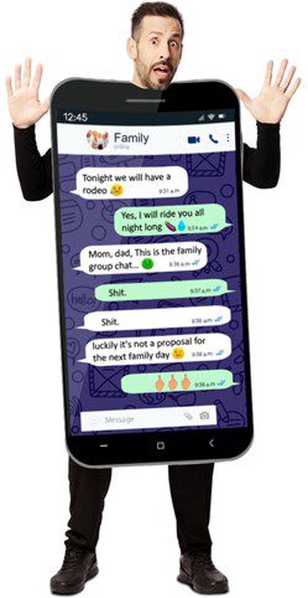 Whatsapp bericht engels kostuum (M/L)