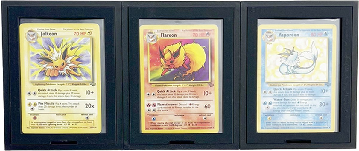 Toploader Muurdisplay voor 3 Kaarten – Verwisselbaar Kaarten Frame voor Pokémon & TCG (Zwart)