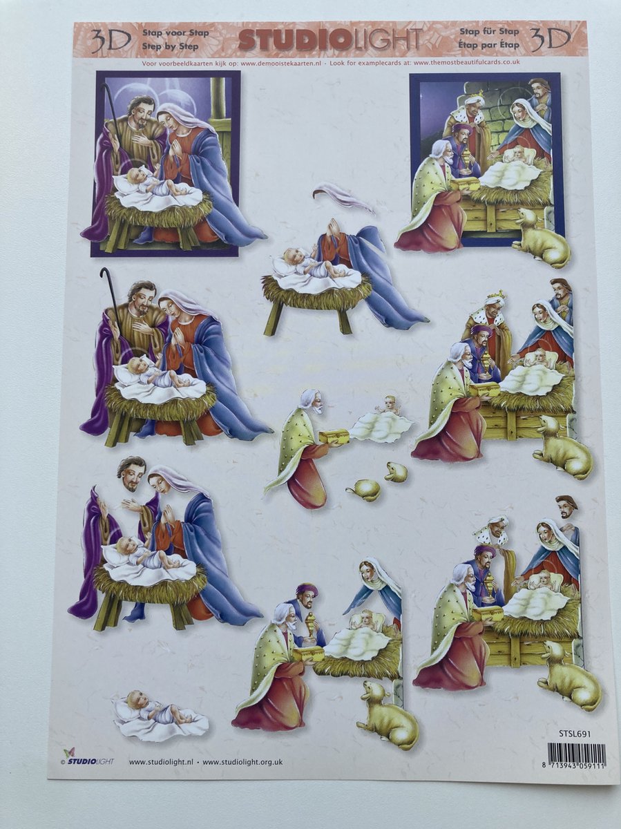 1x 3D Knipvel StudioLight STSL691 Kerststal - Maria Jozef Jezus