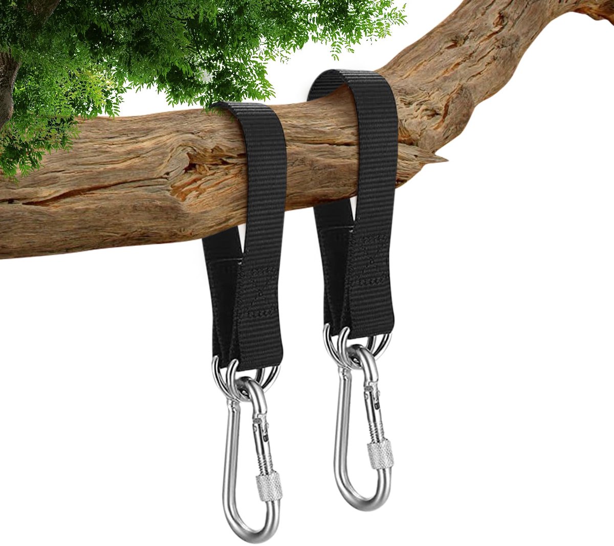 Stunq® Bevestigingsset voor Schommels met Sterke Karabijnhaken en D-Ringen, Zwart