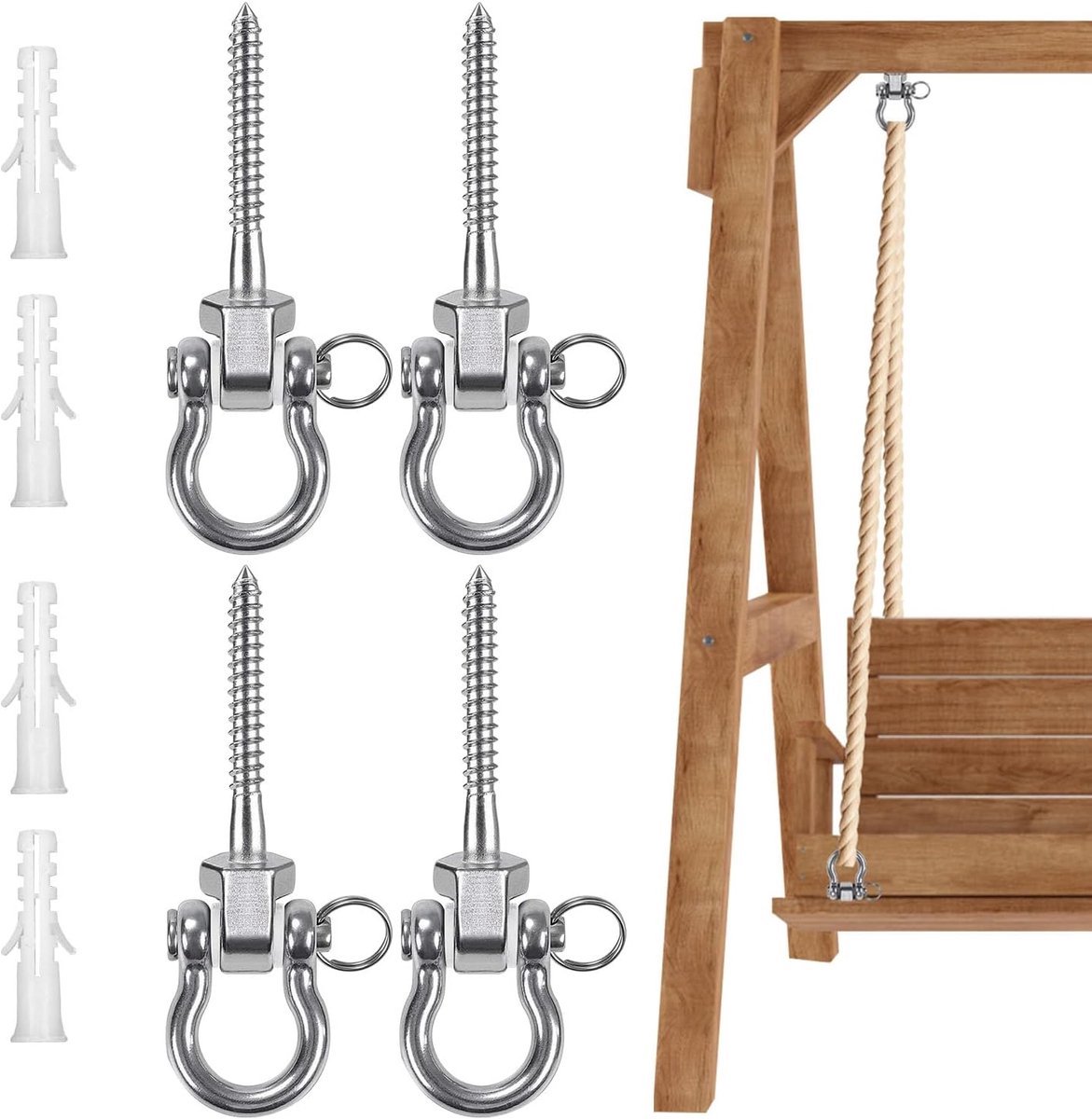 Stunq® Stevige Roterende Plafondhaken voor Schommels en Hangmatten, Binnen en Buiten Gebruik