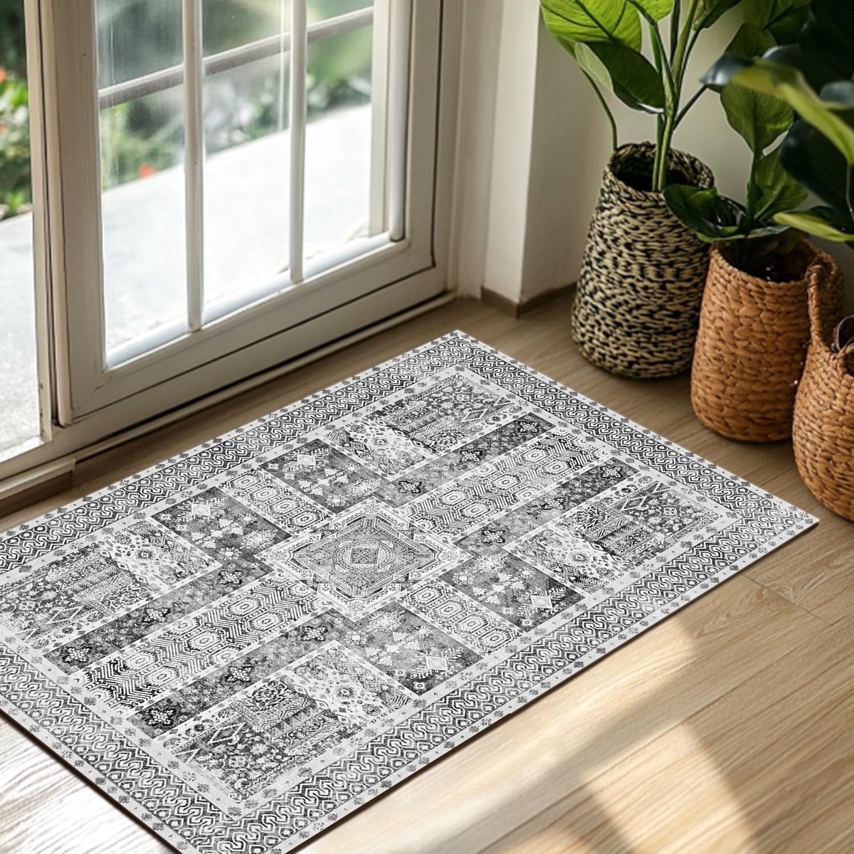 Stunq® Stijlvolle Grijze Tapijtloper met Vintage Oosters Design voor Meerdere Ruimtes 60 x 110 cm