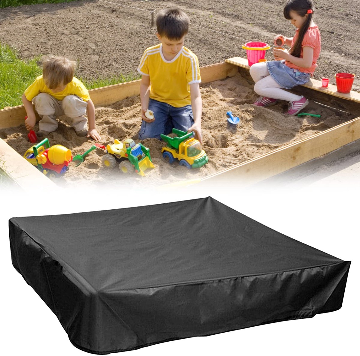 Stunq® Waterdichte zandbakafdekking 200x200 cm met trekkoord voor tuin en terras