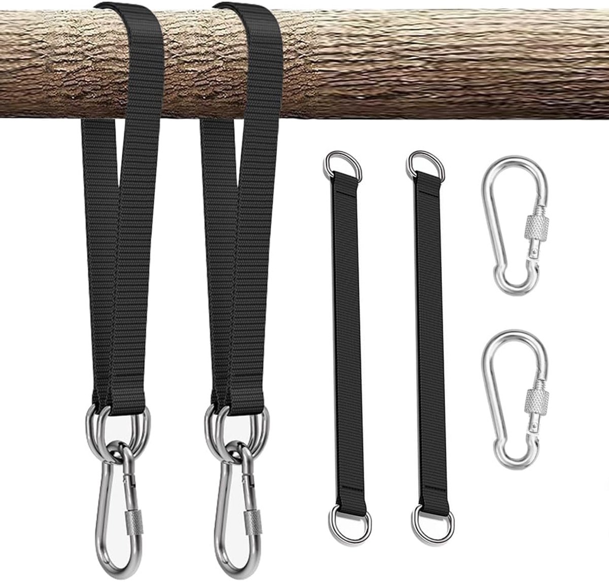  ® ophangset voor schommels en hangmatten met hoge draagkracht, Zwart
