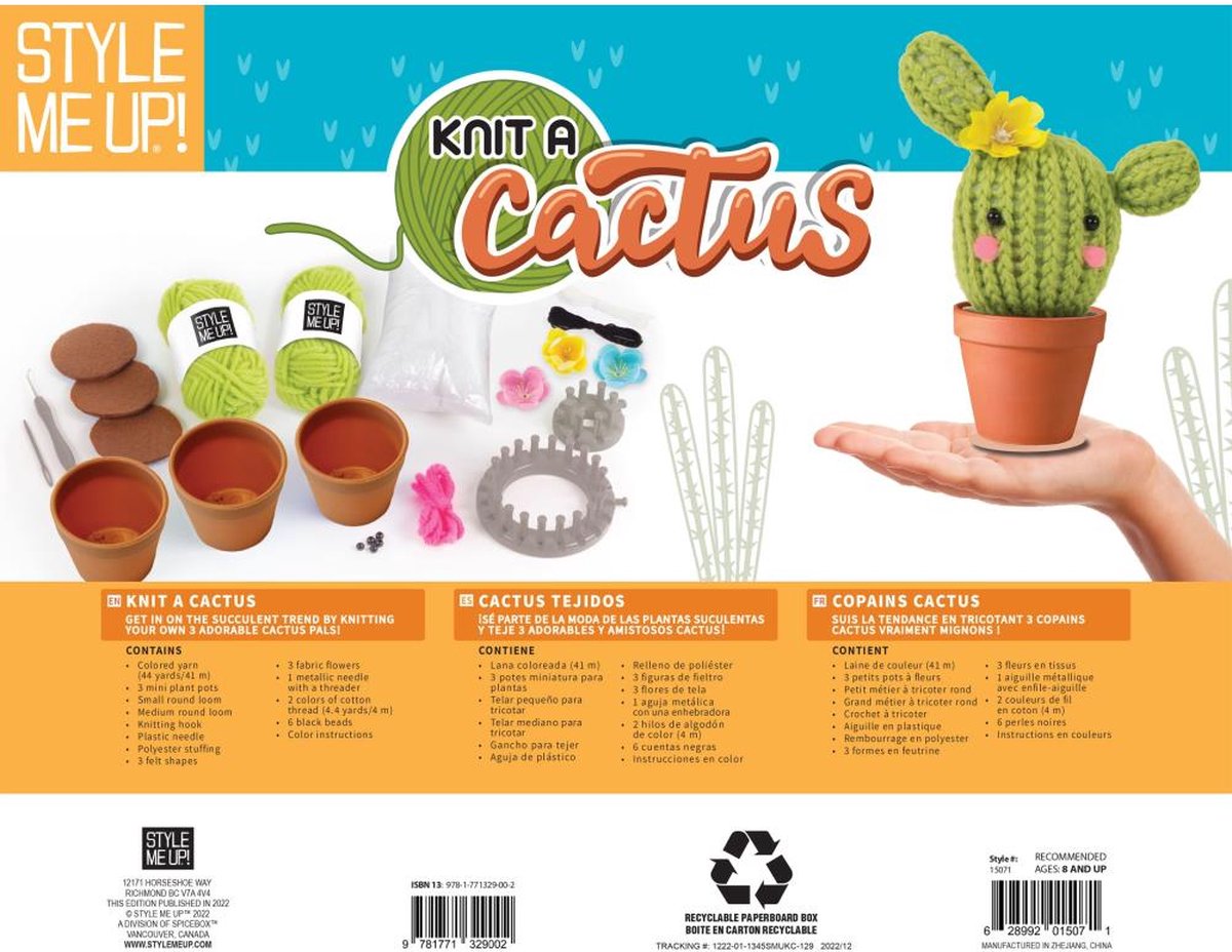 SpiceBox Style Me Up Deluxe Knit A Cactus Kit - haakset cactus - 15071