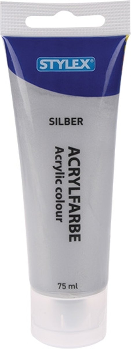 Acrylverf, zilver, tube a 75 ml.